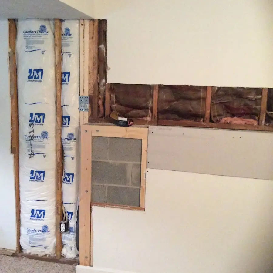 Wall insulation replacement during Basement Flood Cleanup in Oakfield